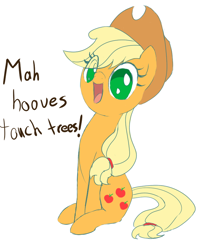 Size: 686x782 | Tagged: safe, artist:celerypony, character:applejack, cute, female, happy, jackabetes, simple background, sitting, solo