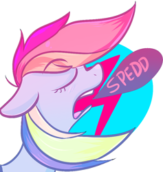 Size: 734x775 | Tagged: safe, artist:spanish-scoot, character:rainbow dash, dialogue, female, one word, solo, speech bubble