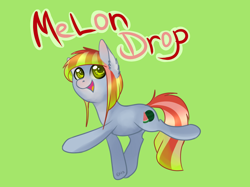 Size: 1024x765 | Tagged: safe, artist:ghst-qn, oc, oc only, oc:melon drop, species:earth pony, species:pony, colored pupils, green background, simple background, smiling, solo