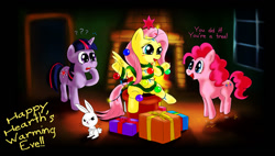 Size: 950x541 | Tagged: safe, artist:fadri, character:angel bunny, character:fluttershy, character:pinkie pie, character:twilight sparkle, comic:and that's how equestria was made, fluttertree