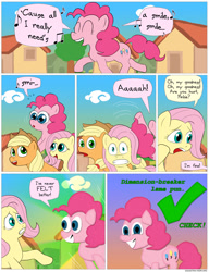 Size: 850x1104 | Tagged: safe, artist:fadri, character:applejack, character:fluttershy, character:pinkie pie, comic:and that's how equestria was made, comic, felt, pun