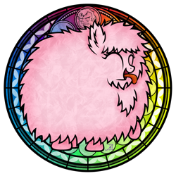 Size: 1024x1024 | Tagged: safe, artist:akili-amethyst, oc, oc only, oc:fluffle puff, dan, dan vs, dive to the heart, kingdom hearts, stained glass
