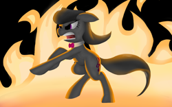 Size: 1920x1200 | Tagged: safe, artist:nadnerbd, character:octavia melody, species:earth pony, species:pony, angry, bow tie, female, fire, mare, rearing, solo