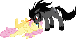 Size: 10000x5179 | Tagged: safe, artist:kysss90, artist:mickeymonster, character:fluttershy, character:king sombra, ship:sombrashy, absurd resolution, female, male, shipping, simple background, straight, transparent background, vector