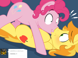 Size: 1280x951 | Tagged: safe, artist:acstlu, character:braeburn, character:pinkie pie, bubble berry, bubbleburn, everypony's gay for braeburn, exclamation point, gay, half r63 shipping, kissing, male, rule 63, shipping, tumblr