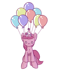 Size: 480x597 | Tagged: safe, artist:haute-claire, character:ruby pinch, ask, ask ruby pinch, balloon, clothing, hat, party hat, reaction image, solo, wat