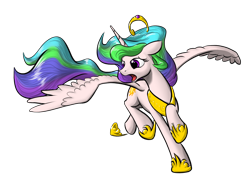 Size: 1600x1200 | Tagged: safe, artist:nadnerbd, character:princess celestia, species:alicorn, species:pony, female, jewelry, mare, regalia, running, simple background, solo, spread wings, transparent background, wings