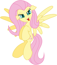 Size: 8000x9121 | Tagged: safe, artist:kysss90, character:fluttershy, absurd resolution, cute, evil, fangs, female, flying, glare, hilarious in hindsight, looking at you, open mouth, simple background, slit eyes, smirk, solo, spread wings, tongue out, transparent background, vampire, vector, wings
