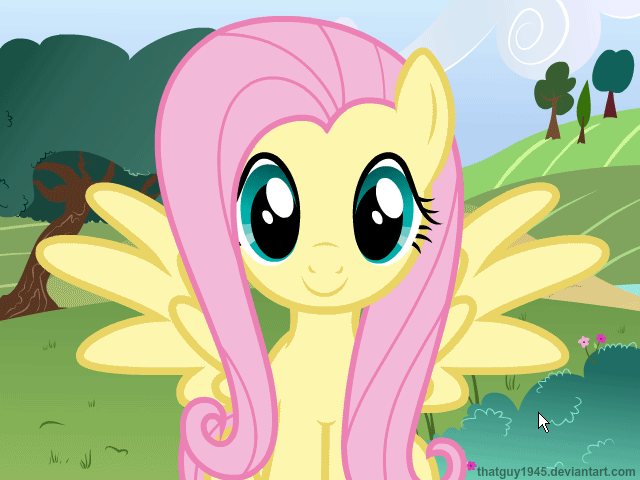Size: 640x480 | Tagged: safe, artist:thatguy1945, character:fluttershy, species:pegasus, species:pony, animated, cursor, cute, flash, happy, interactive, link, petting, shyabetes