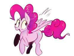 Size: 1600x1200 | Tagged: safe, artist:spanish-scoot, character:pinkie pie, species:pegasus, species:pony, female, flying, happy, hilarious in hindsight, pegasus pinkie pie, race swap, solo