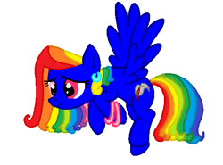 Size: 510x378 | Tagged: safe, artist:gabythehedgehog, oc, oc only, species:pegasus, species:pony, female, flying, mare, rainbow hair