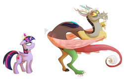 Size: 1201x765 | Tagged: safe, artist:c-puff, character:discord, character:twilight sparkle, character:twilight sparkle (alicorn), species:alicorn, species:draconequus, species:pony, episode:princess twilight sparkle, g4, my little pony: friendship is magic, asscord, butt, female, mare, nothing at all, plot, scene interpretation, simple background, the simpsons, towel, transparent background, twilight is not amused, unamused