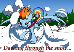 Size: 3400x2400 | Tagged: safe, artist:nadnerbd, character:rainbow dash, character:rarity, character:thunderlane, species:pegasus, species:pony, species:unicorn, action pose, clothing, female, male, mare, observer, scarf, snow, stallion