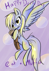Size: 700x1000 | Tagged: safe, artist:spanish-scoot, character:derpy hooves, species:pegasus, species:pony, derpy day, derpy day 2012, female, mare, muffin, solo