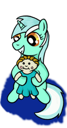 Size: 180x341 | Tagged: safe, artist:rydelfox, character:lyra heartstrings, species:pony, species:unicorn, g4, doll, female, filly, foal, humie, sitting, solo
