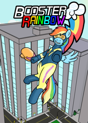 Size: 606x847 | Tagged: safe, artist:rydelfox, character:rainbow dash, booster gold, crossover, dc comics, female, solo