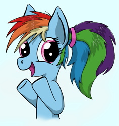 Size: 845x895 | Tagged: safe, artist:ninjapony, character:rainbow dash, female, ponytail, scrunchie, solo