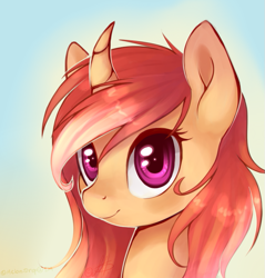 Size: 679x709 | Tagged: safe, artist:ghst-qn, oc, oc only, species:pony, species:unicorn, curved horn, female, mare, solo