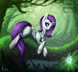 Size: 1920x1783 | Tagged: safe, artist:asimos, character:rarity, female, forest, powered exoskeleton, solo
