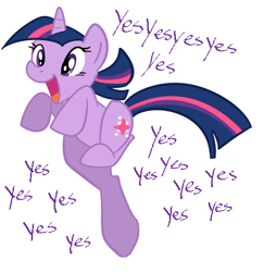 Size: 524x540 | Tagged: safe, artist:ponygoggles, character:twilight sparkle, episode:the cutie mark chronicles, g4, my little pony: friendship is magic, adorkable, artifact, cute, dork, excited, female, happy, happy as fuck, one word, solo, twiabetes, yes, yes yes yes