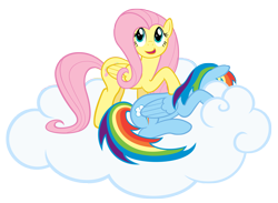 Size: 3500x2565 | Tagged: safe, artist:stabzor, character:fluttershy, character:rainbow dash, cloud, high res, simple background, transparent background, vector, vomit, vomiting