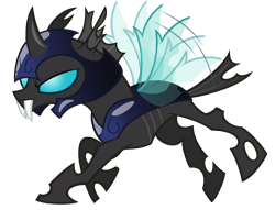 Size: 5500x4200 | Tagged: safe, artist:stabzor, species:changeling, absurd resolution, armor, buzzing wings, changeling officer, helmet, simple background, solo, transparent background, vector