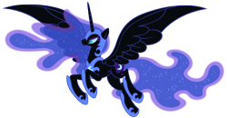 Size: 7609x3950 | Tagged: safe, artist:stabzor, character:nightmare moon, character:princess luna, ethereal mane, helmet, jewelry, regalia, simple background, spread wings, transparent background, vector, wings