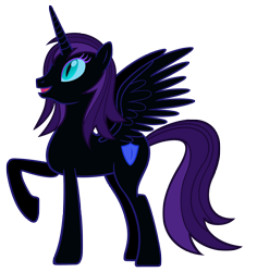 Size: 3500x3708 | Tagged: safe, artist:stabzor, oc, oc only, oc:nyx, species:alicorn, species:pony, fanfic:past sins, alicorn oc, female, high res, raised hoof, simple background, slit pupils, solo, teenager, transparent background