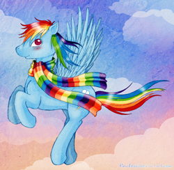 Size: 650x634 | Tagged: safe, artist:tinuleaf, character:rainbow dash, clothing, female, scarf, solo
