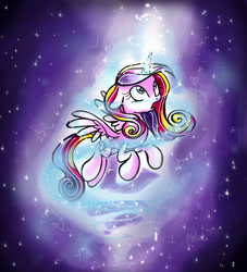 Size: 1393x1532 | Tagged: safe, artist:frostykat13, character:princess cadance, species:alicorn, species:pony, my little pony chapter books, female, filly, filly cadance, floppy ears, magic, open mouth, solo, sparkles, traditional art, twilight sparkle and the crystal heart spell, wide eyes, younger