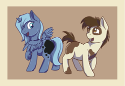 Size: 909x630 | Tagged: safe, artist:28gooddays, character:pipsqueak, character:princess luna, ship:lunapip, age regression, female, filly, frame, male, shipping, straight, woona