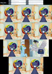 Size: 1024x1457 | Tagged: safe, artist:tinuleaf, character:derpy hooves, character:rainbow dash, oc, oc:cloud puff, oc:white whirl, parent:rainbow dash, parent:soarin', parents:soarindash, ask, ask rainbow dash family, comic, filly, foal, offspring, tumblr