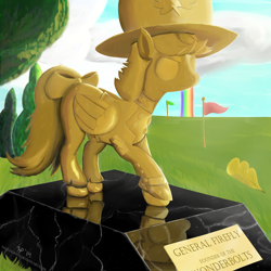 Size: 3600x3600 | Tagged: safe, artist:halflingpony, character:firefly, ancient wonderbolts uniform, female, general firefly, solo, statue