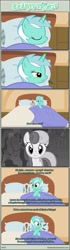 Size: 1063x3821 | Tagged: safe, artist:tritebristle, character:bon bon, character:lyra heartstrings, character:sweetie drops, comic:heartstrings, bed, blanket, comic, eyes closed, flashback, offscreen character, pillow, pov, smelling, sniffing, thinking