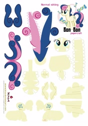 Size: 2457x3493 | Tagged: safe, artist:kna, character:bon bon, character:sweetie drops, high res, papercraft, template