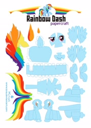 Size: 1672x2340 | Tagged: safe, artist:kna, character:rainbow dash, papercraft, template