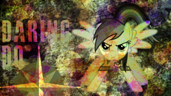Size: 1920x1080 | Tagged: safe, artist:chadbeats, artist:thatguy1945, character:daring do, species:pegasus, species:pony, cutie mark, female, grunge, mare, solo, vector, wallpaper