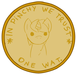 Size: 6020x5840 | Tagged: safe, artist:haute-claire, character:ruby pinch, g4, absurd resolution, coin, in pinchy we trust, one wat, simple background, transparent background, wat