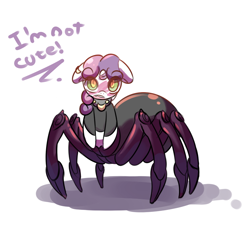 Size: 760x760 | Tagged: dead source, safe, artist:haute-claire, character:sweetie belle, meanie belle, drider, female, i'm not cute, monster pony, original species, solo, species swap, spider, spiderpony