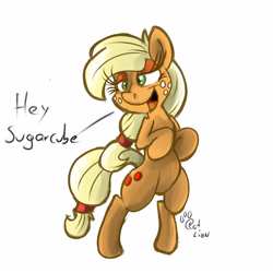 Size: 2500x2500 | Tagged: safe, artist:catlion3, character:applejack, species:pony, bipedal, female, simple background, solo, stupid sexy applejack, white background
