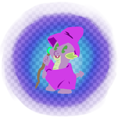 Size: 549x529 | Tagged: safe, artist:tanmansmantan, character:spike, clothing, hat, magic, male, solo, wizard, wizard hat, wizard robe