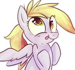 Size: 917x854 | Tagged: safe, artist:spanish-scoot, character:derpy hooves, species:pegasus, species:pony, blep, cute, derpabetes, female, mare, nose wrinkle, simple background, smiling, solo, spread wings, tongue out, transparent background, wings