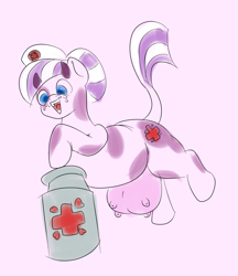 Size: 1405x1625 | Tagged: safe, artist:wizardski, character:nurse sweetheart, species:cow, chubby, clothing, cow pony, cowified, hat, nurse, species swap, udder