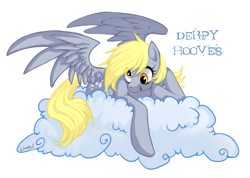 Size: 947x676 | Tagged: safe, artist:limreiart, character:derpy hooves, species:pegasus, species:pony, cloud, female, mare, solo