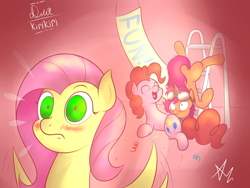 Size: 3072x2304 | Tagged: safe, artist:anti1mozg, character:fluttershy, character:pinkie pie, character:scootaloo, oc, species:pegasus, species:pony, species:unicorn, blushing, horn, ladder