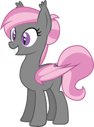 Size: 2035x2753 | Tagged: safe, artist:duskthebatpack, oc, oc only, oc:shake away, species:bat pony, species:pony, cute, female, grin, mare, simple background, smiling, solo, squee, transparent background, vector