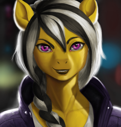 Size: 952x1000 | Tagged: safe, artist:dclzexon, oc, oc only, oc:sweet shine, species:anthro, braid, full face view, looking at you, portrait, realistic, solo, starlight over detrot