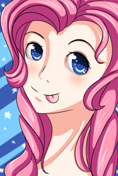 Size: 2000x3000 | Tagged: safe, artist:chiweee, character:pinkie pie, species:human, blep, female, humanized, solo, tongue out