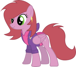 Size: 3234x2855 | Tagged: safe, artist:duskthebatpack, oc, oc only, oc:plume gust, species:pegasus, species:pony, clothing, earring, female, hoodie, leotard, mare, simple background, smiling, solo, transparent background, vector