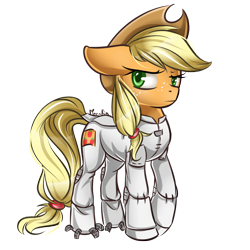 Size: 900x900 | Tagged: safe, artist:moenkin, character:applejack, female, simple background, solo, space suit, transparent background